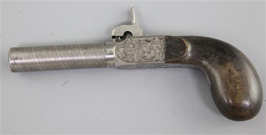 A Belgian percussion boxlock pistol, 7in.